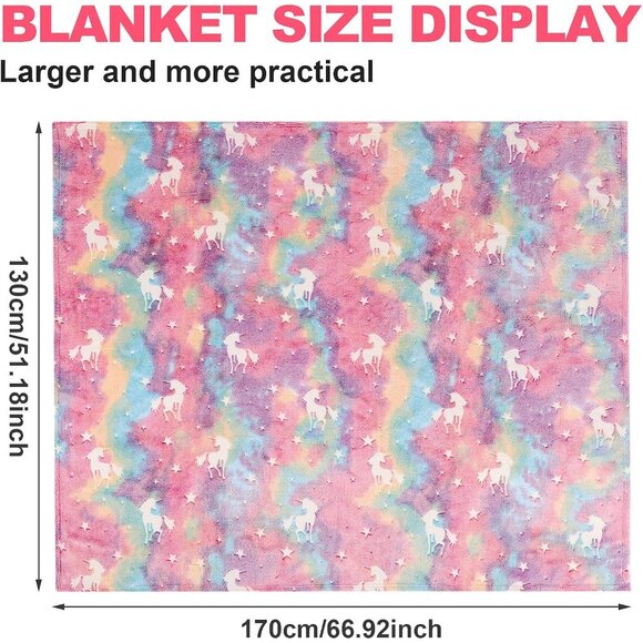 Glow in the Dark Unicorn Blanket Gifts for Girls Kids Christmas Birthday 50x60 - Picture 6 of 7